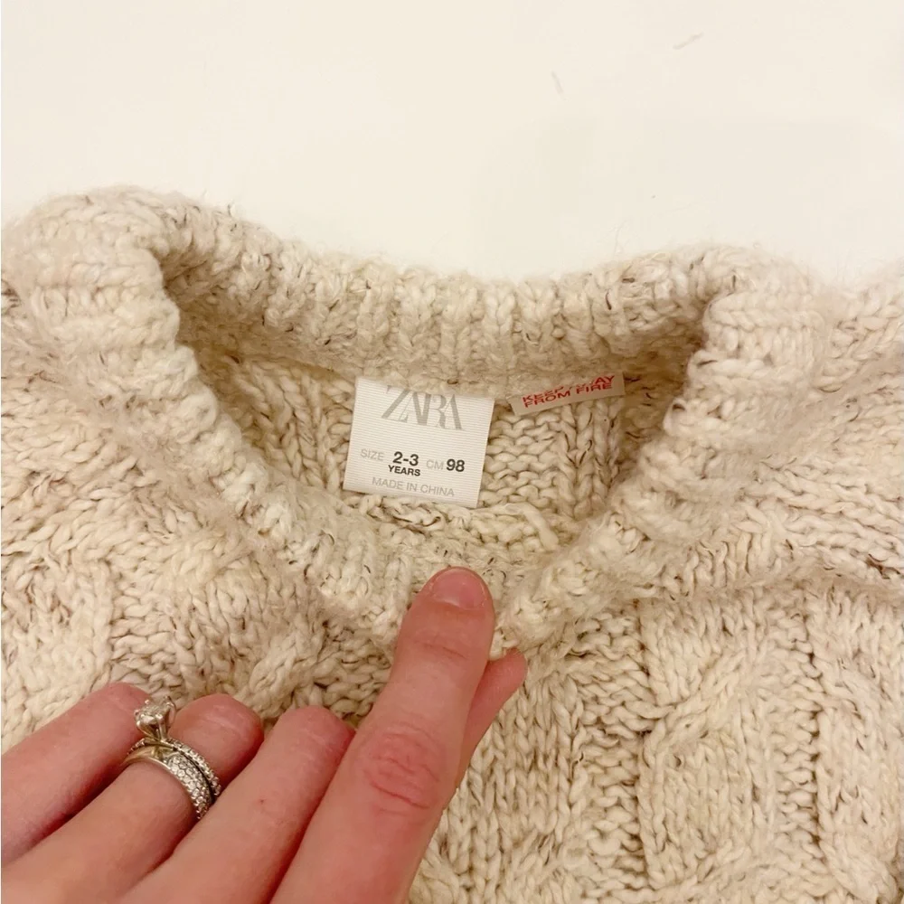 Zara Cream Cable Knit Sweater - 2/3 yrs